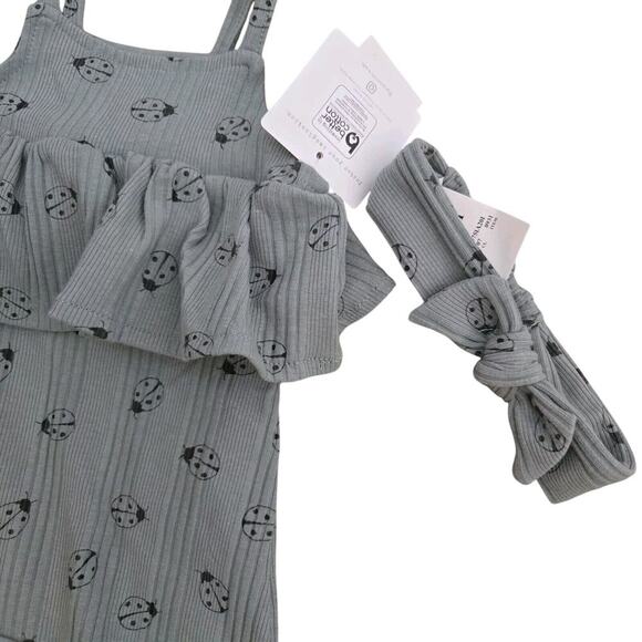 Grayson MiniGrayson Mini Baby Girls' Ladybug Romper with Headband -‎ Green 6-9M - Picture 2 of 4